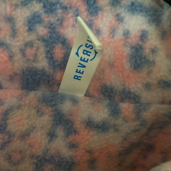 Columbia Reversible Girls Vest Pink Puffer Pink Blue Animal Print Fleece Size M - Picture 6 of 9